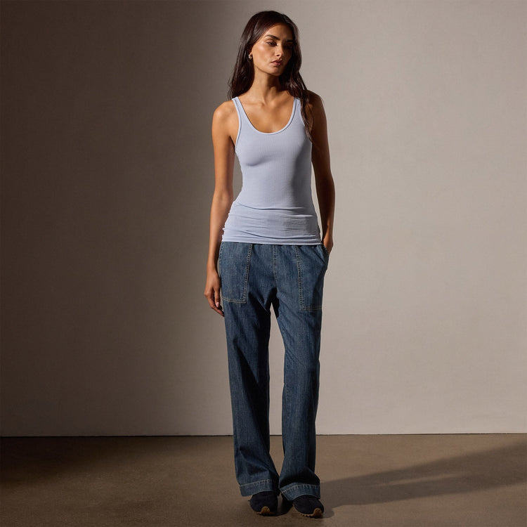 Ribbed Daily Tank in Open Sky Pigment | James Perse Los Angeles
