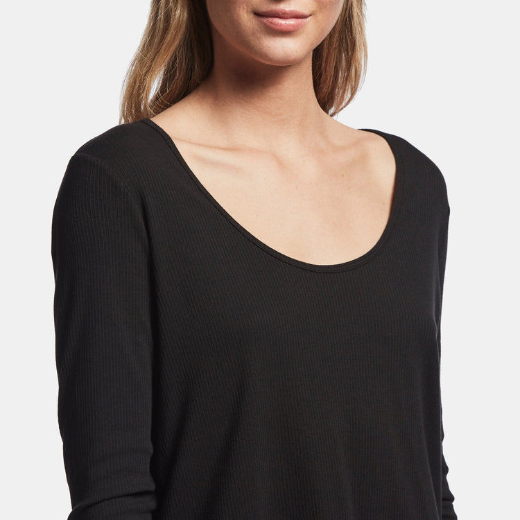Ribbed Scoop Neck Tee In Black | James Perse Los Angeles