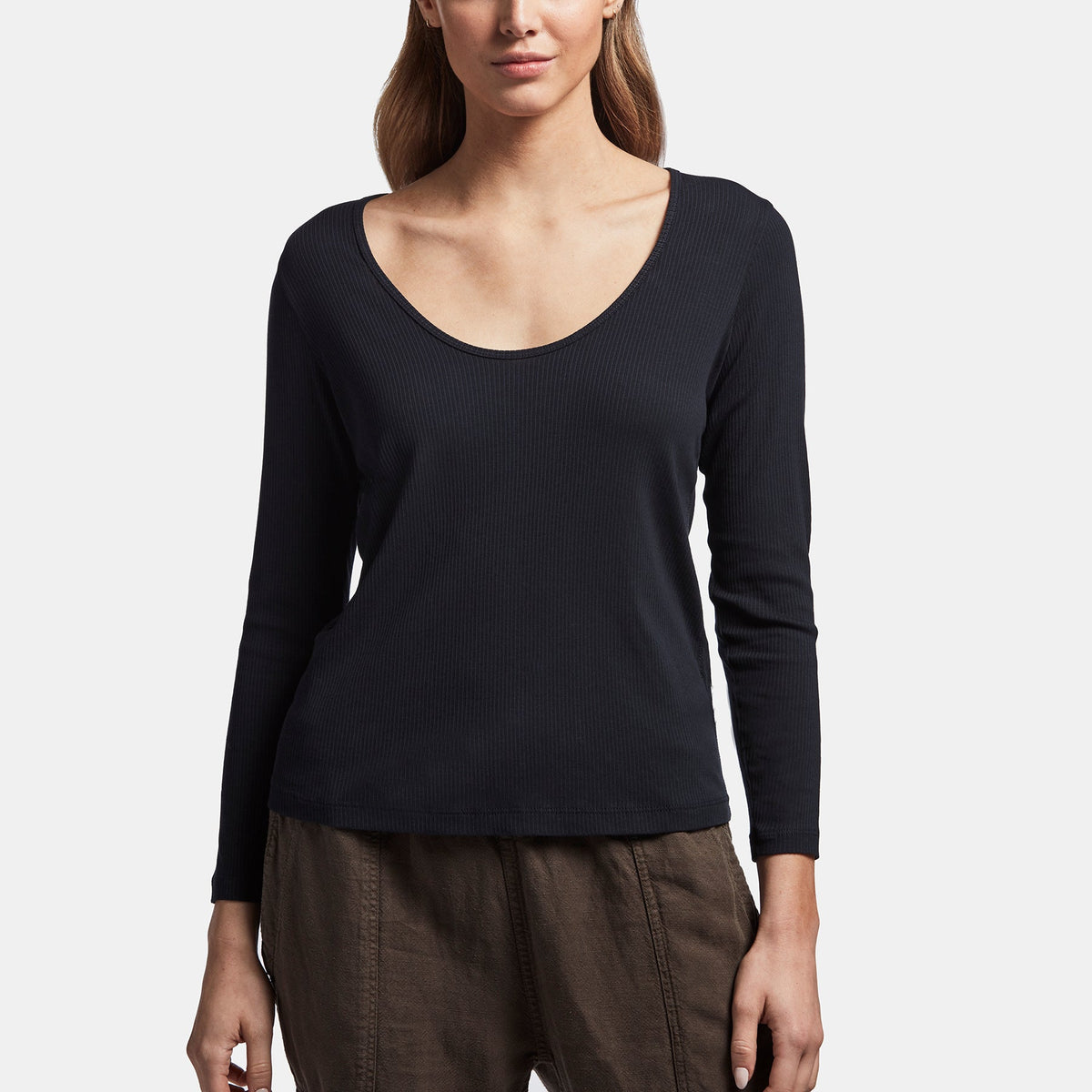 Ribbed Scoop Neck Tee In Deep | James Perse Los Angeles