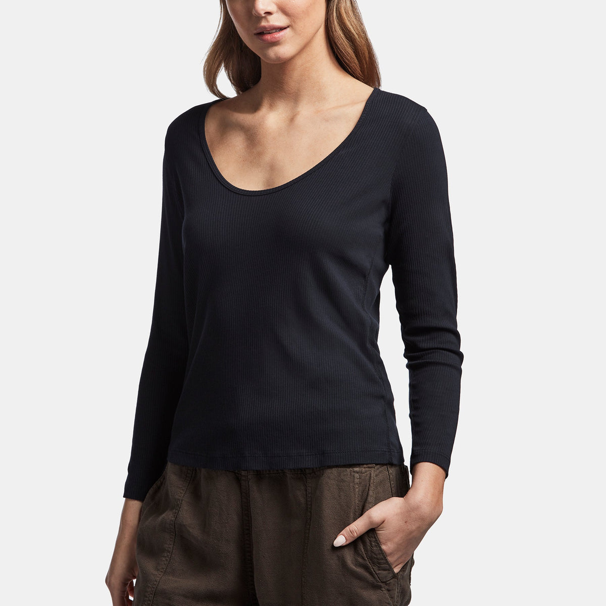 Ribbed Scoop Neck Tee In Deep | James Perse Los Angeles