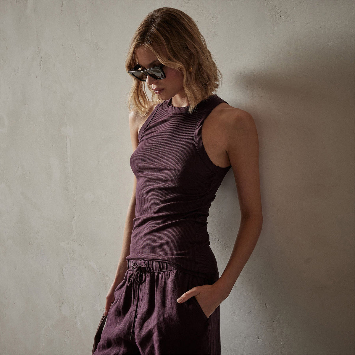 Sunset Tank in Eggplant | James Perse Los Angeles