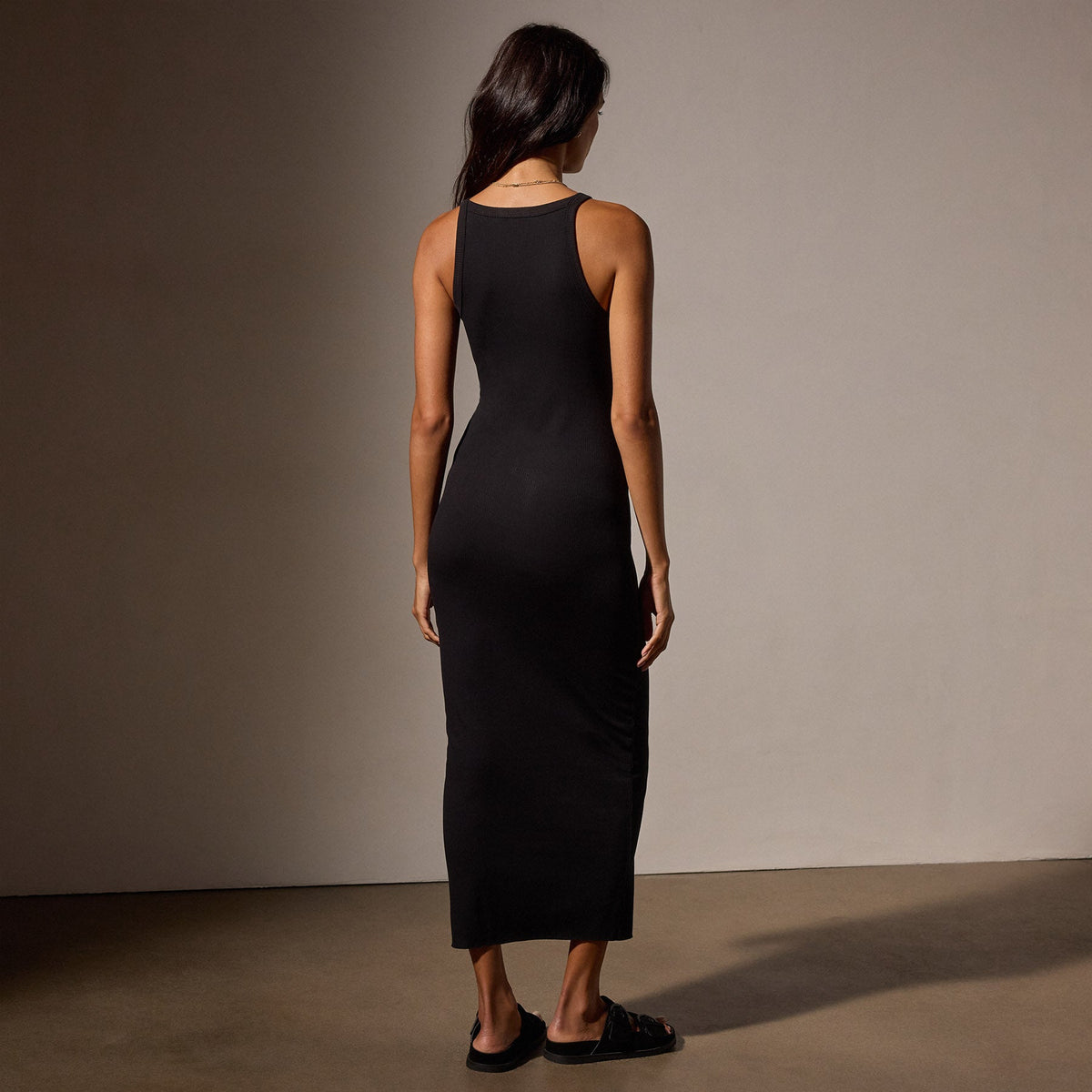Ribbed Tank Dress in Black | James Perse Los Angeles