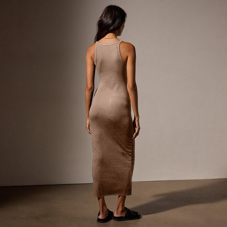 Skinny Rib Tank Dress in Cargo Pigment | James Perse Los Angeles