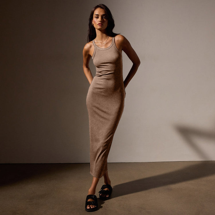 Skinny Rib Tank Dress in Cargo Pigment | James Perse Los Angeles