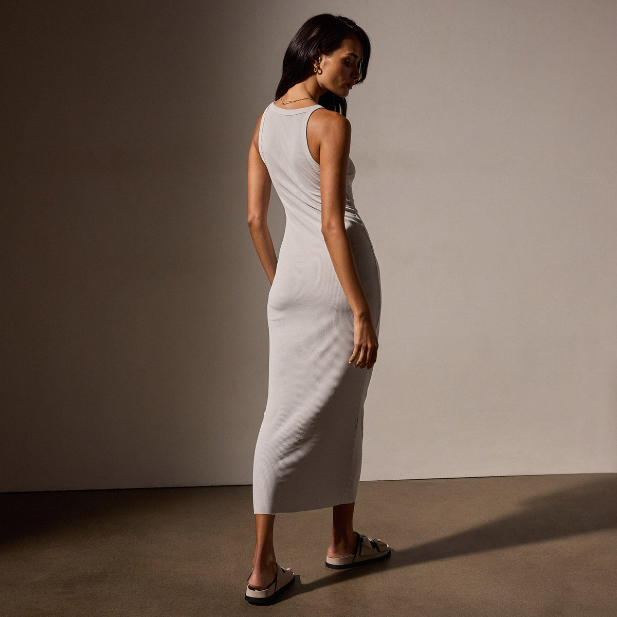 Ribbed Tank Dress in Salt Pigment | James Perse Los Angeles
