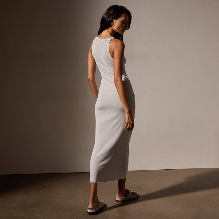 Ribbed Tank Dress in Salt Pigment | James Perse Los Angeles