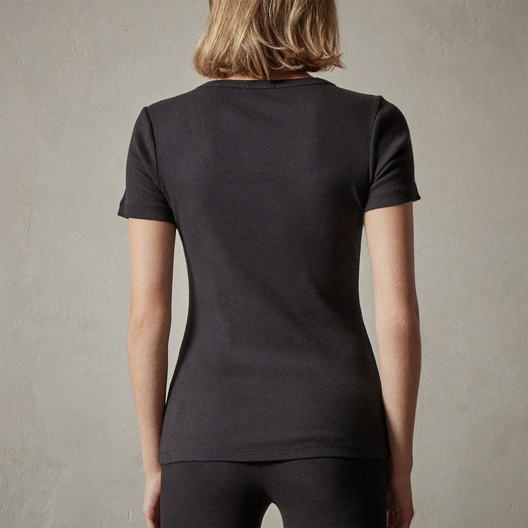 U Neck Short Sleeve  Tee in Black | James Perse Los Angeles