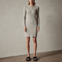 Wide Binding Long Sleeve Rib Dress in Mineral | James Perse Los Angeles