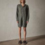 Nylon Linen Herringbone Boilersuit in Marsh Pigment | James Perse Los Angeles