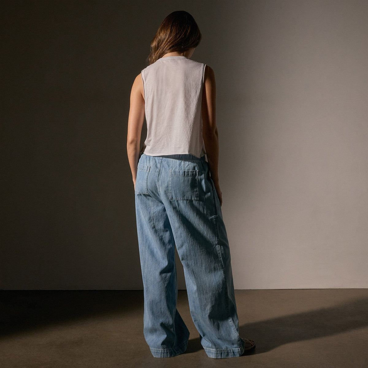 Cotton Linen Silk Shell Top in Light Mist | James Perse Los Angeles