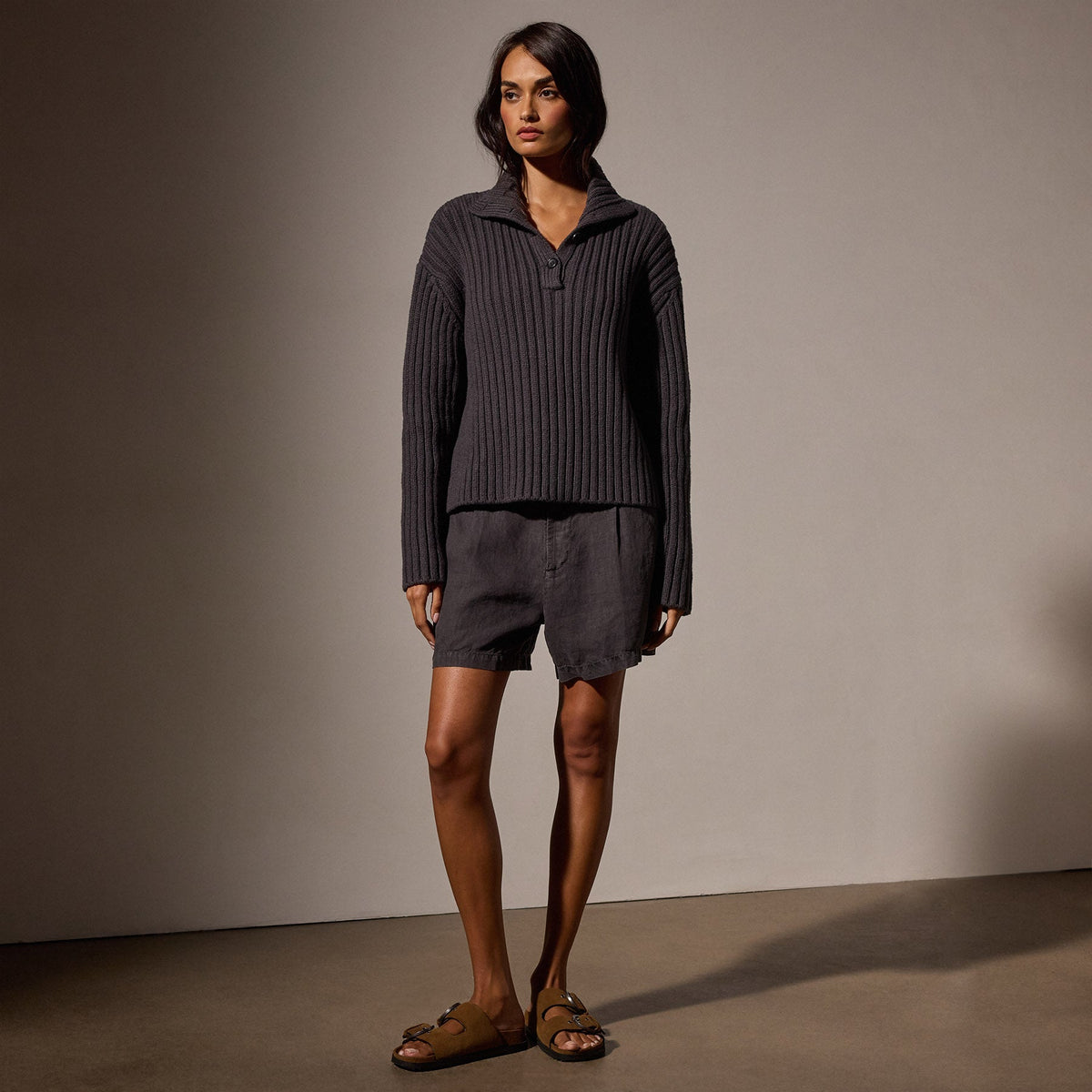Organic Cotton Funnel Neck in Magma | James Perse Los Angeles