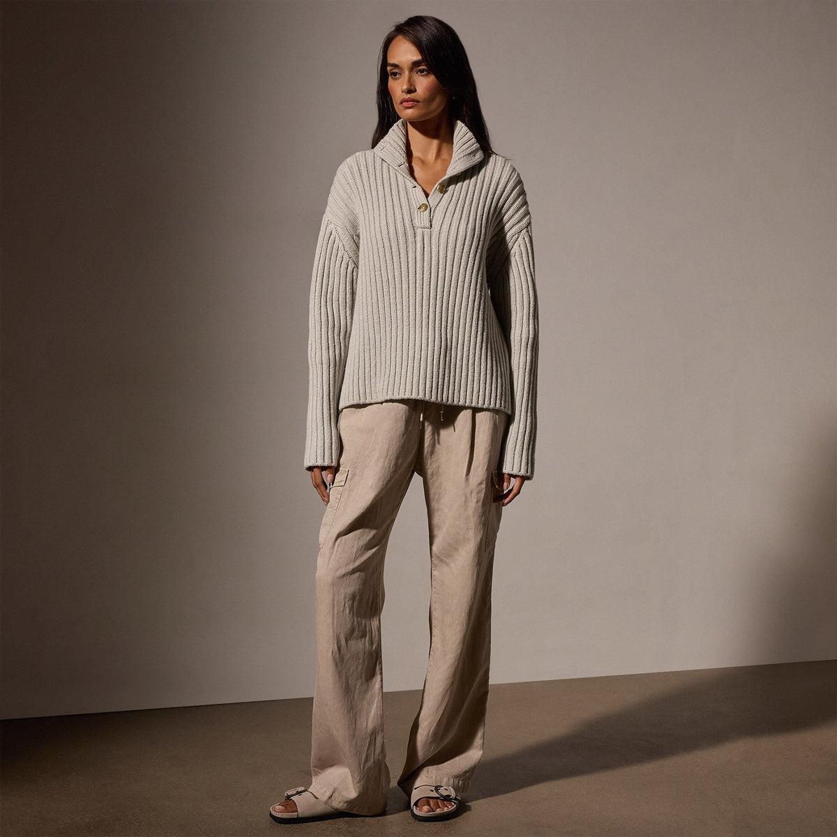 Organic Cotton Funnel Neck in Salt | James Perse Los Angeles