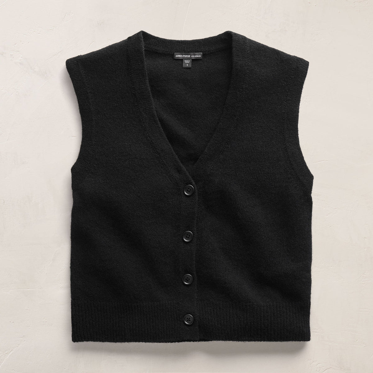 Open Knit Cashmere Vest in Black | James Perse Los Angeles FLAT