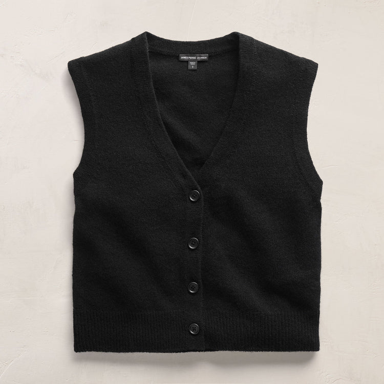 Open Knit Cashmere Vest in Black | James Perse Los Angeles FLAT