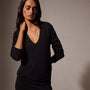 Soft Featherweight Cashmere Deep V Sweater in Black | James Perse Los Angeles