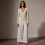 Soft Featherweight Cashmere Deep V Sweater in Oyster | James Perse Los Angeles