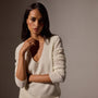 Soft Featherweight Cashmere Deep V Sweater in Oyster | James Perse Los Angeles