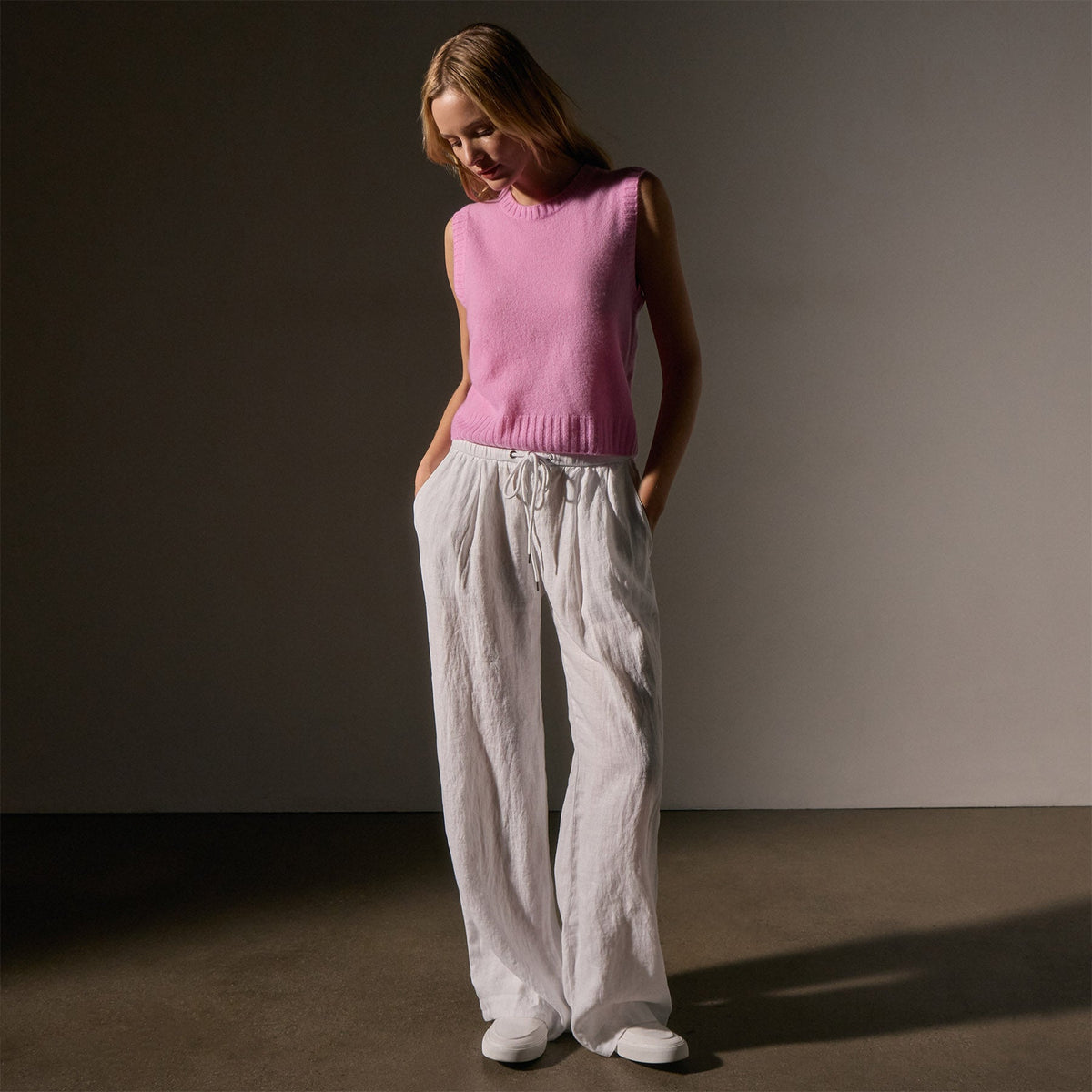 Open Knit Cashmere Vest in Blossom | James Perse Los Angeles