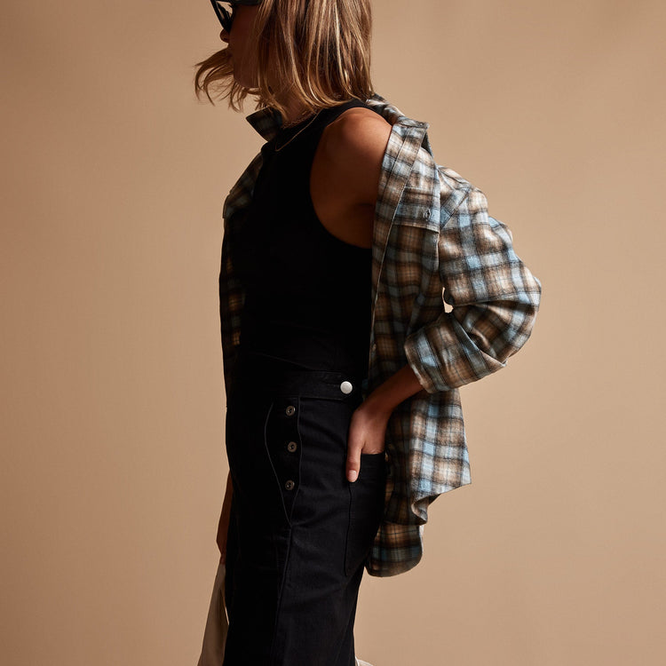 Plaid Flannel Shirt in Baby Blue | James Perse Los Angeles
