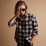 Relaxed Plaid Flannel Shirt in Midnight | James Perse Los Angeles