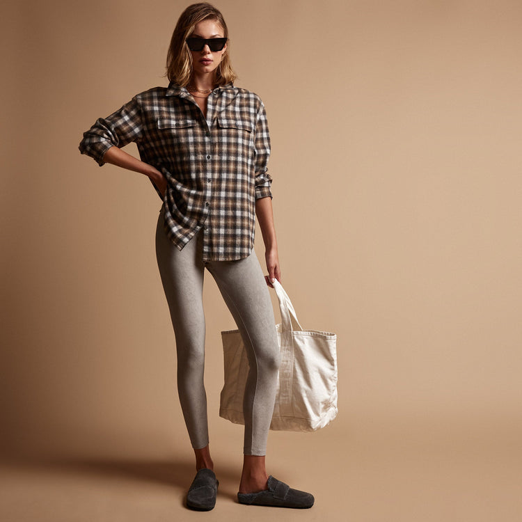 Relaxed Plaid Flannel Shirt in Toast | James Perse Los Angeles