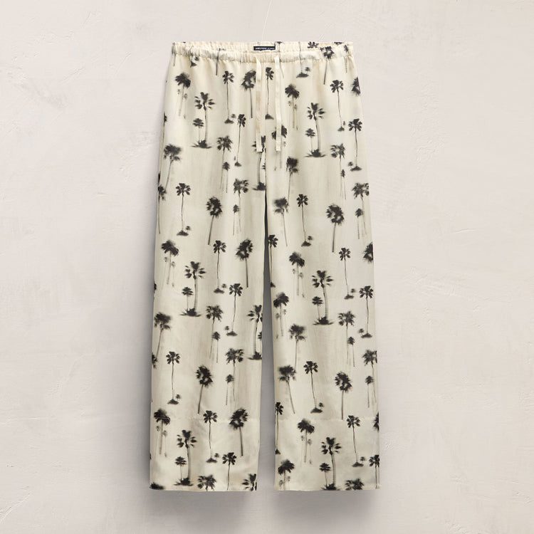 Printed Washed Silk Wide Cuff Pant in Allover Palm Print | James Perse Los Angeles