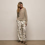 Printed Washed Silk Wide Cuff Pant in Allover Palm Print | James Perse Los Angeles