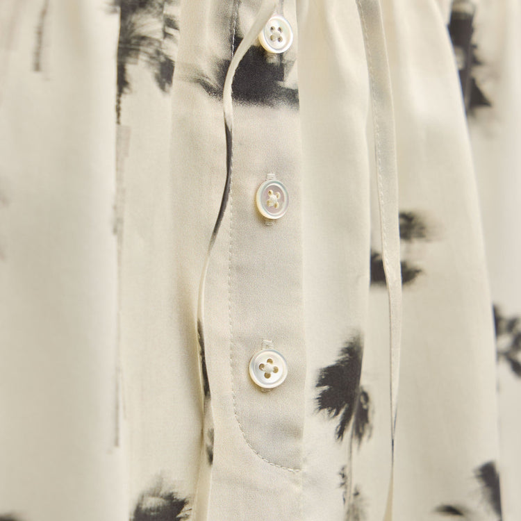 Printed Washed Silk Shortie in Allover Palm Print | James Perse Los Angeles
