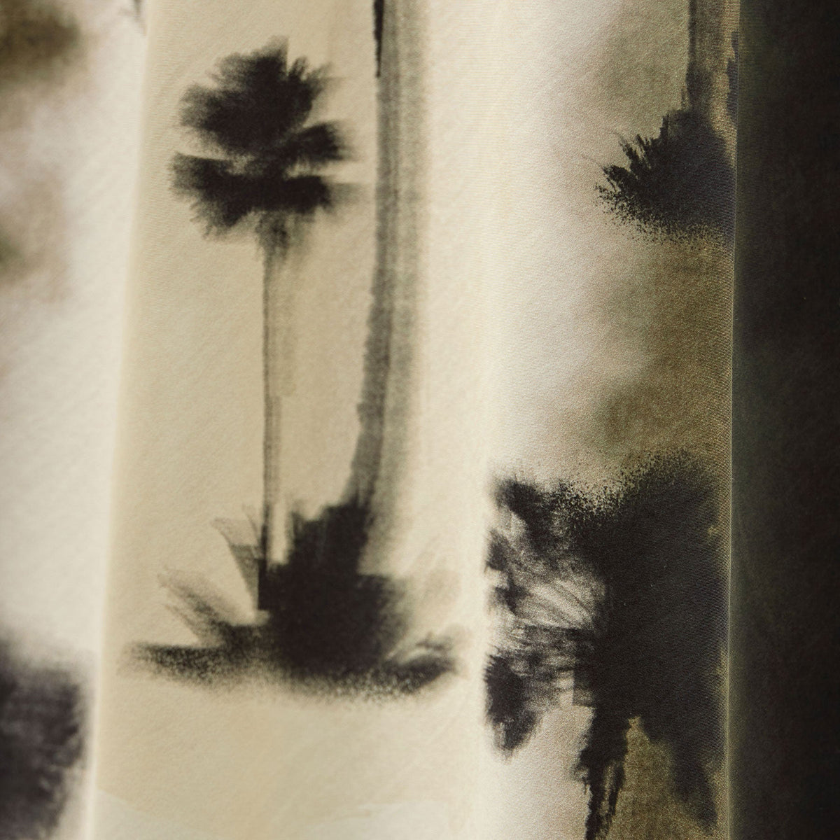 Printed Washed Silk Strappy Cami Dress - Ombre Palm Print