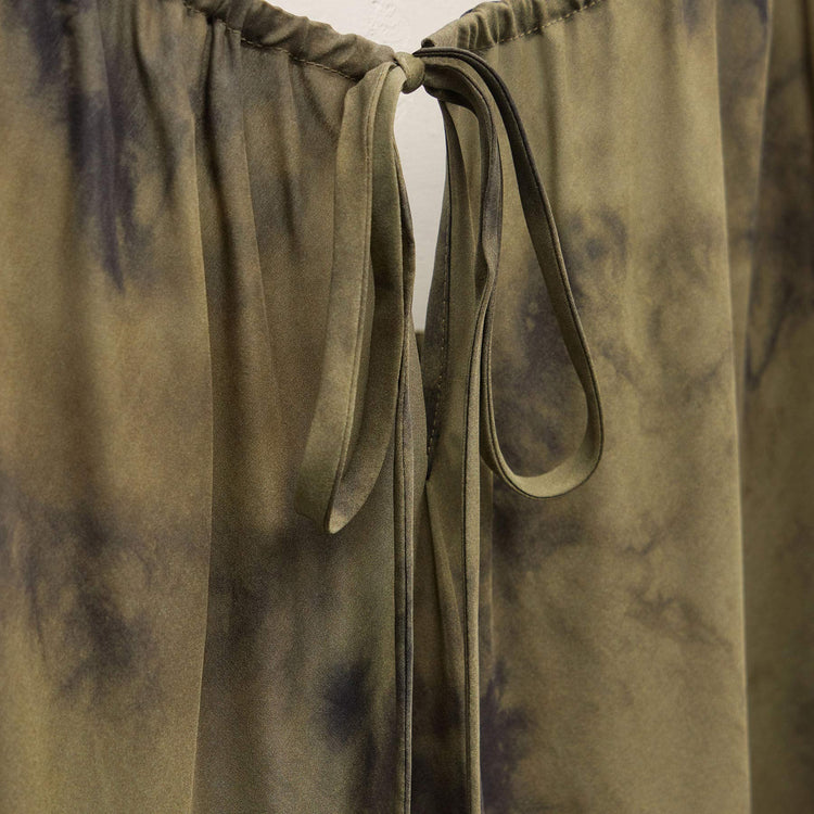 Printed Washed Silk Strappy Cami Dress in Tie Dye Green | James Perse Los Angeles