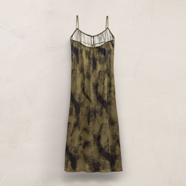 Printed Washed Silk Strappy Cami Dress in Tie Dye Green | James Perse Los Angeles