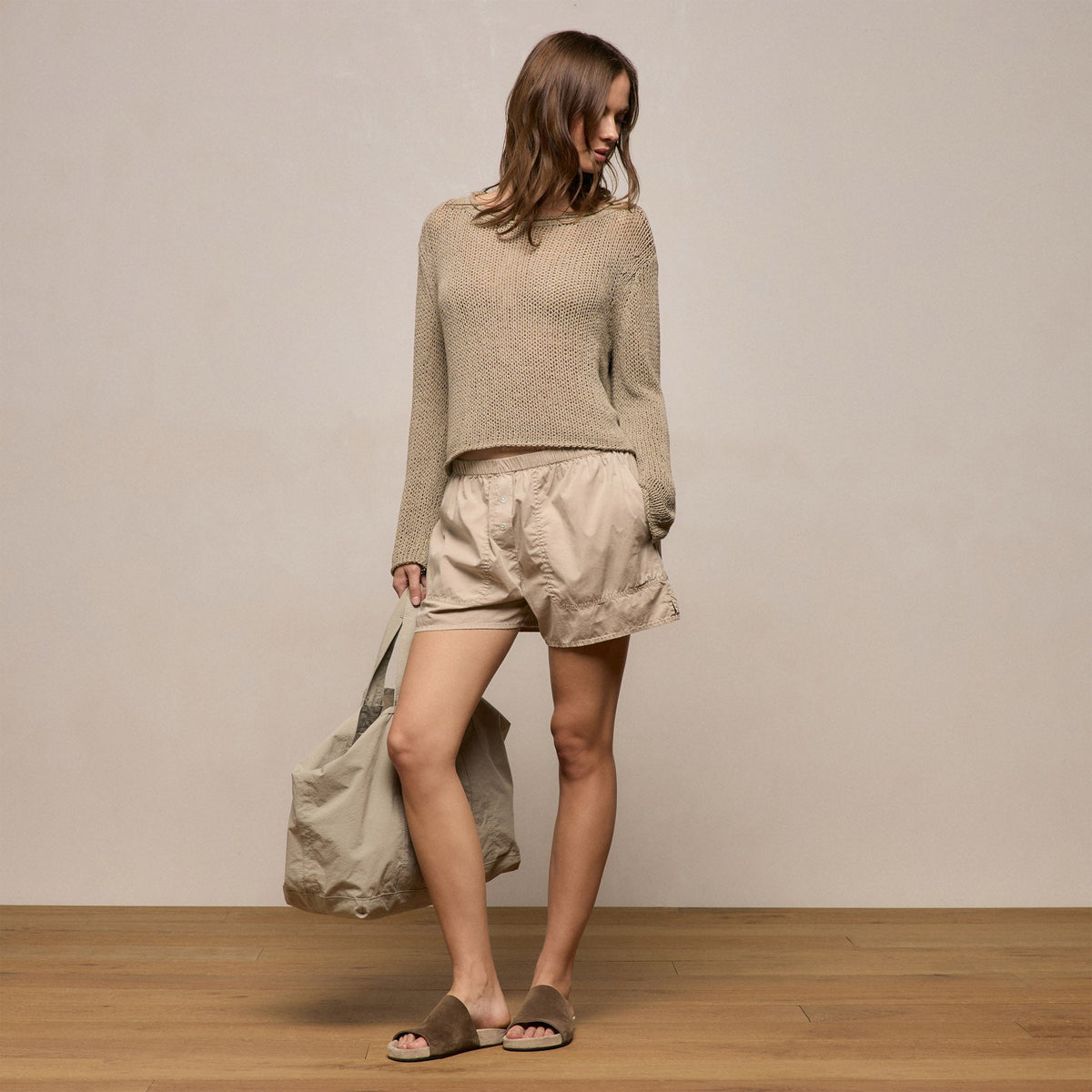 Stretch Poplin Boxer Short - Stone Pigment