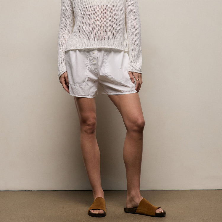 Stretch Poplin Boxer Short in White | James Perse Los Angeles