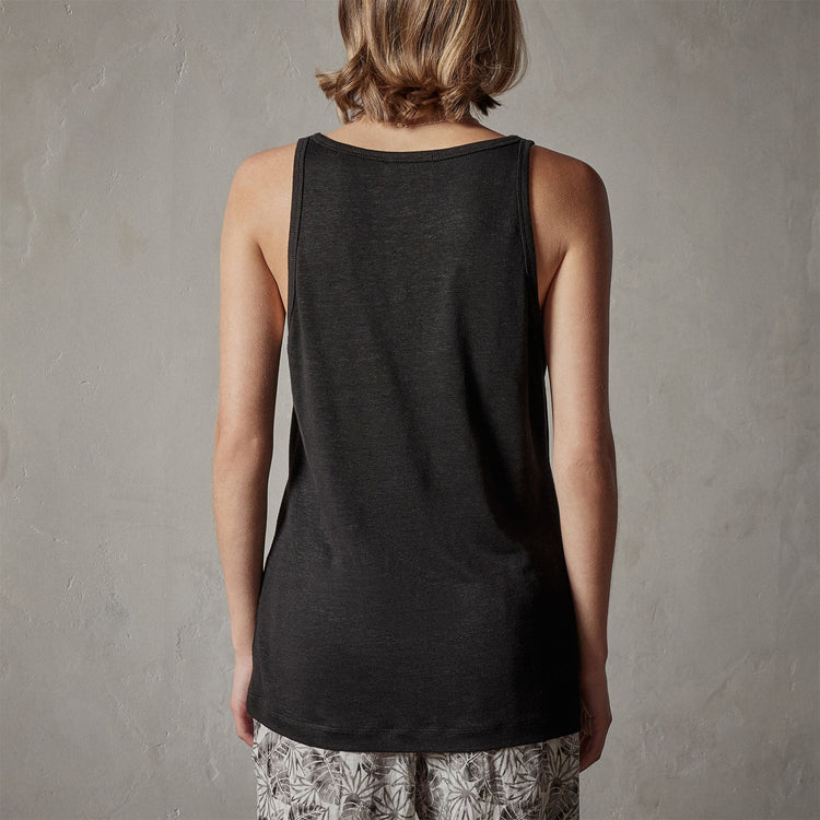 Linen Jersey Tank in Black | James Perse Los Angeles