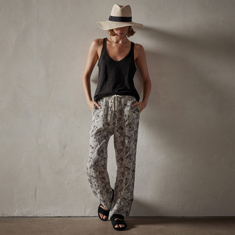 Linen Jersey Tank in Black | James Perse Los Angeles