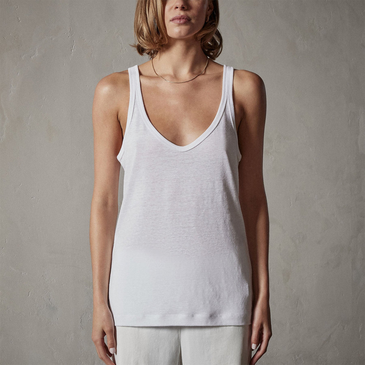 Linen Jersey Tank in White | James Perse Los Angeles