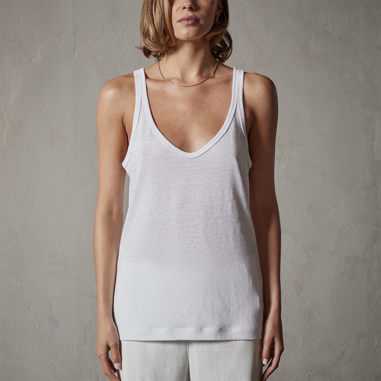 Linen Jersey Tank in White | James Perse Los Angeles