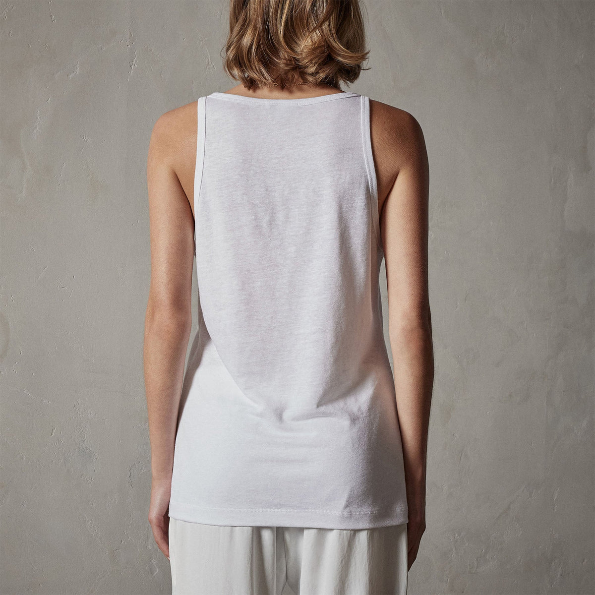 Linen Jersey Tank in White | James Perse Los Angeles
