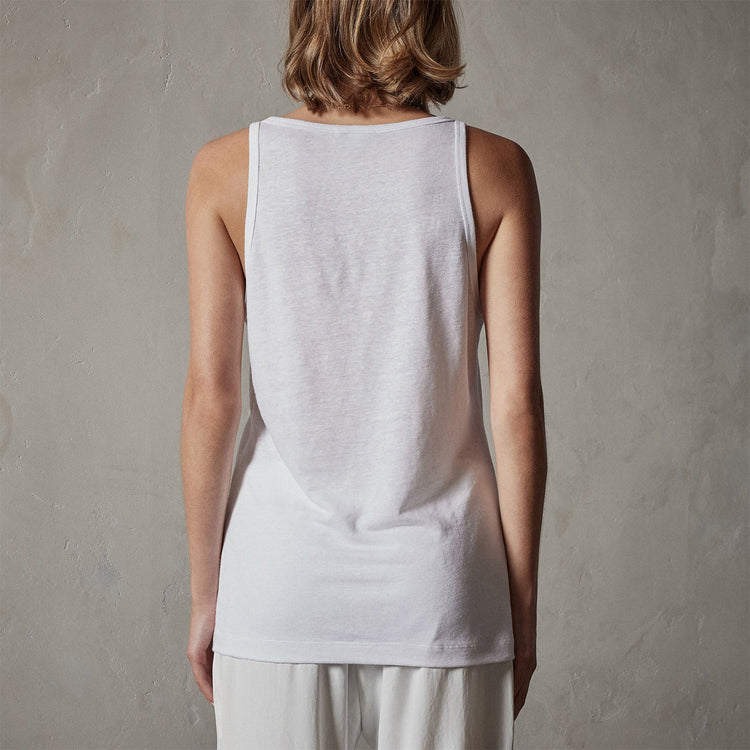 Linen Jersey Tank in White | James Perse Los Angeles