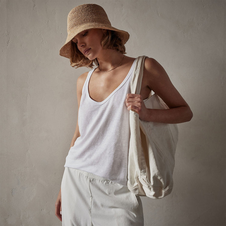 Linen Jersey Tank in White | James Perse Los Angeles