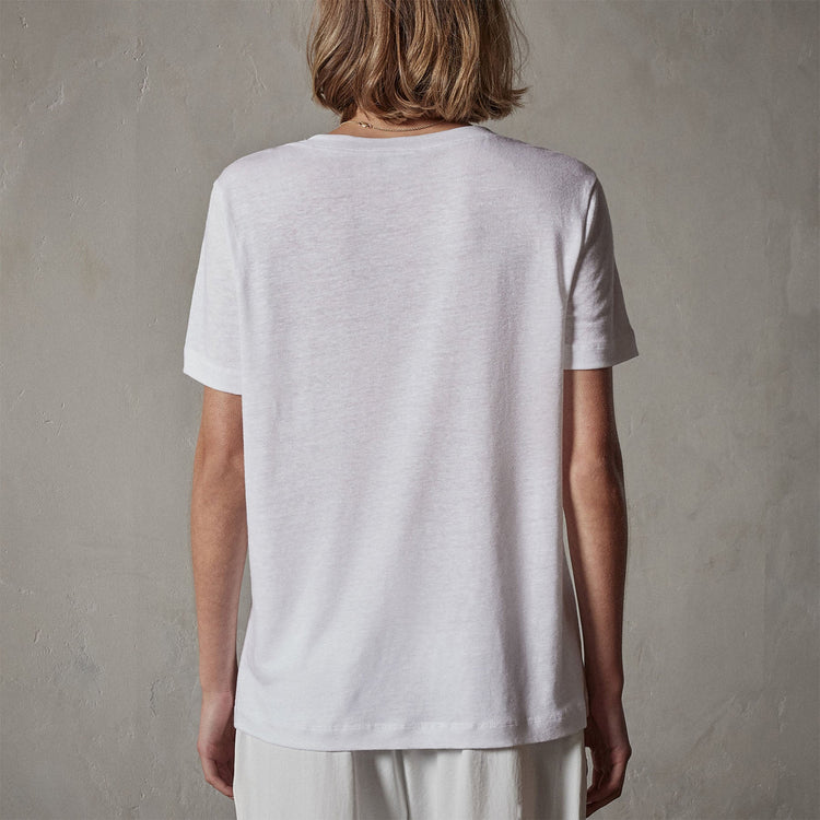Linen Jersey Pocket Tee in White | James Perse Los Angeles