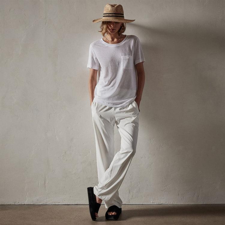 Linen Jersey Pocket Tee in White | James Perse Los Angeles