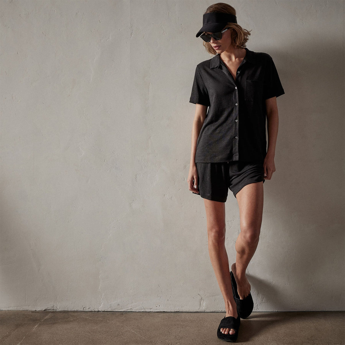 Linen Jersey Shirt in Black | James Perse Los Angeles