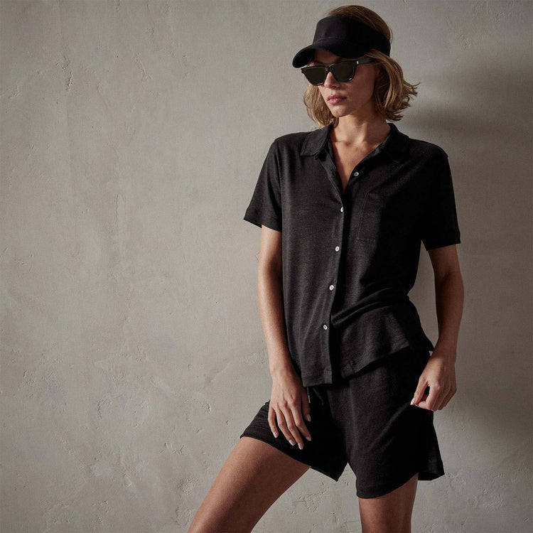 Linen Jersey Shirt in Black | James Perse Los Angeles