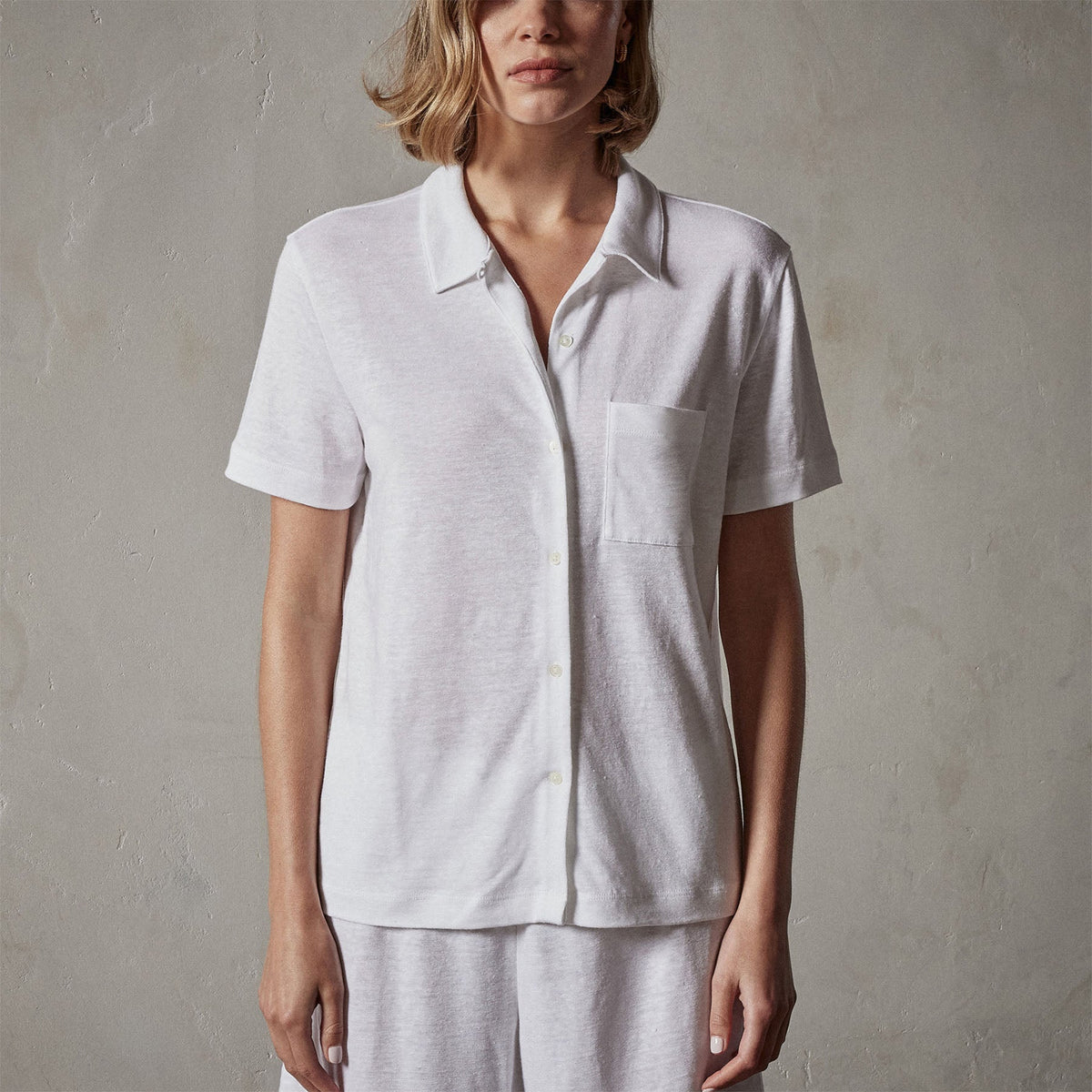 Linen Jersey Shirt in White | James Perse Los Angeles