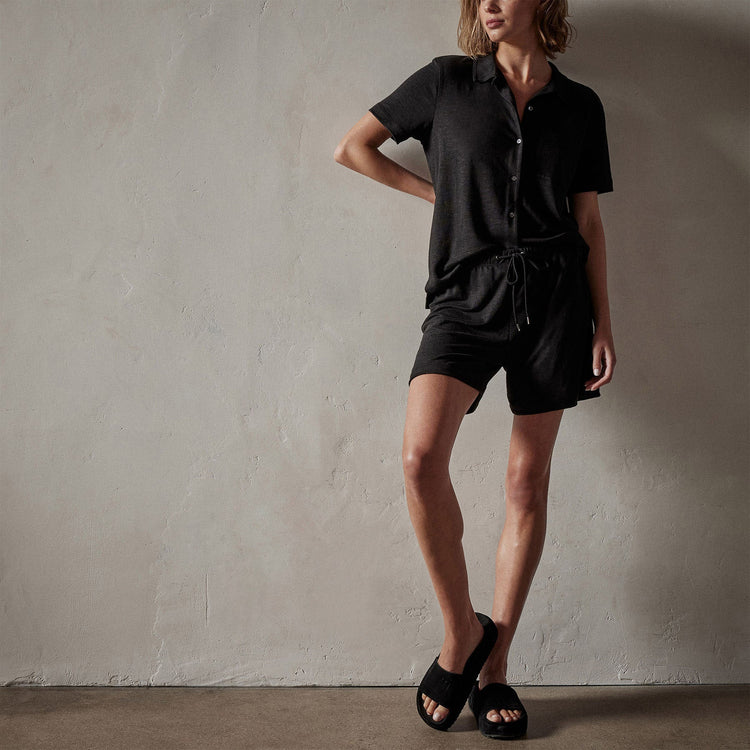 Linen Jersey Short in Black | James Perse Los Angeles
