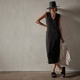 Linen Jersey Column Dress in Black | James Perse Los Angeles