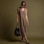Linen Jersey Column Dress in Old Gold | James Perse Los Angeles