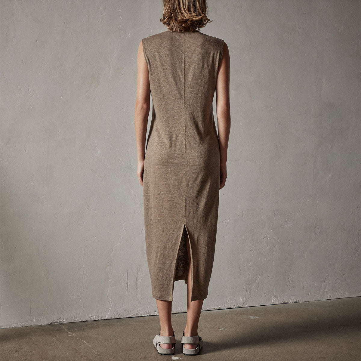 Linen Jersey Column Dress in Old Gold | James Perse Los Angeles