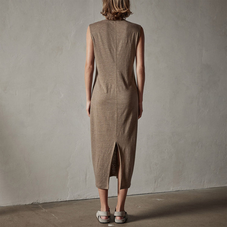 Linen Jersey Column Dress in Old Gold | James Perse Los Angeles